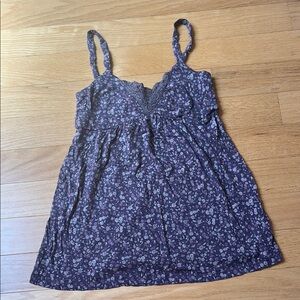 American Eagle Outfitters Purple Floral Smocked Tank